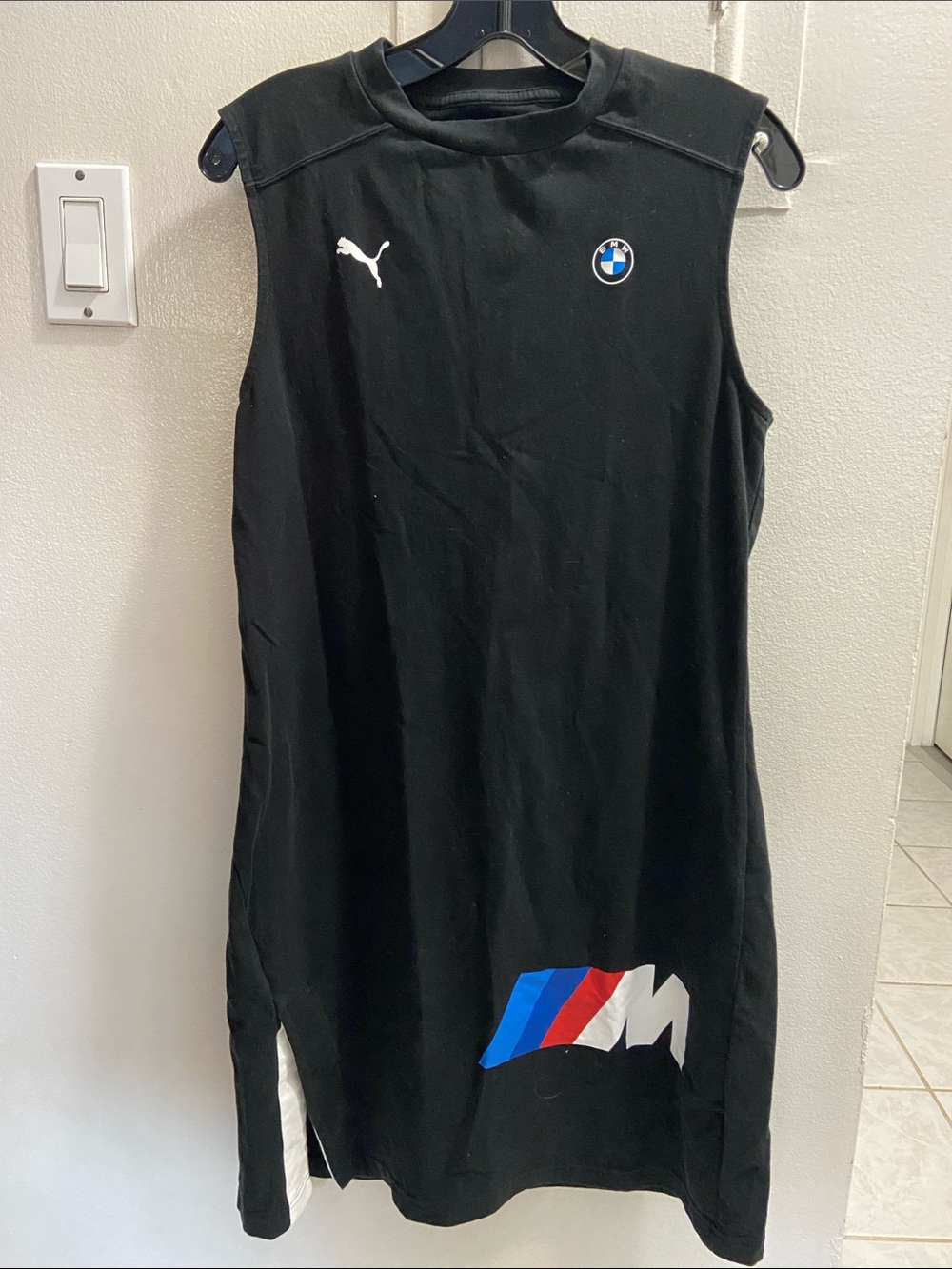 Puma Black Sleeveless Mini Dress with Blue Red White M Accent